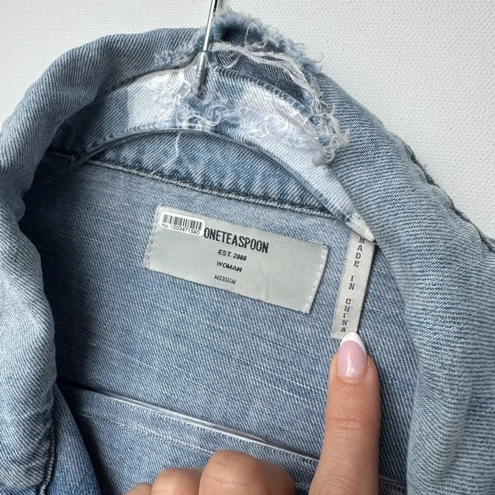 One Teaspoon Light Blue Cotton /‎ Linen Distressed Jacket, Size M